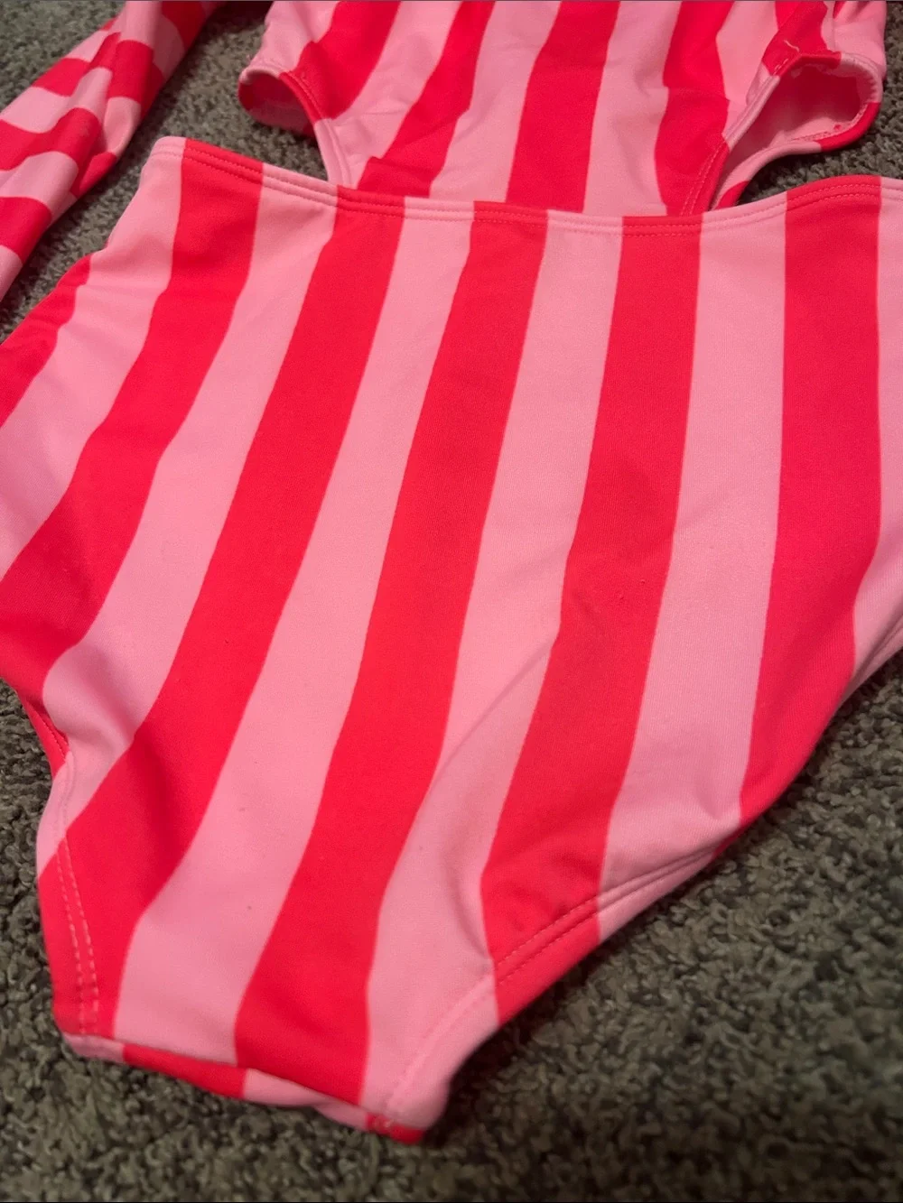 Cat & Jack Pink Striped Long-Sleeve One-Piece Swimsuit